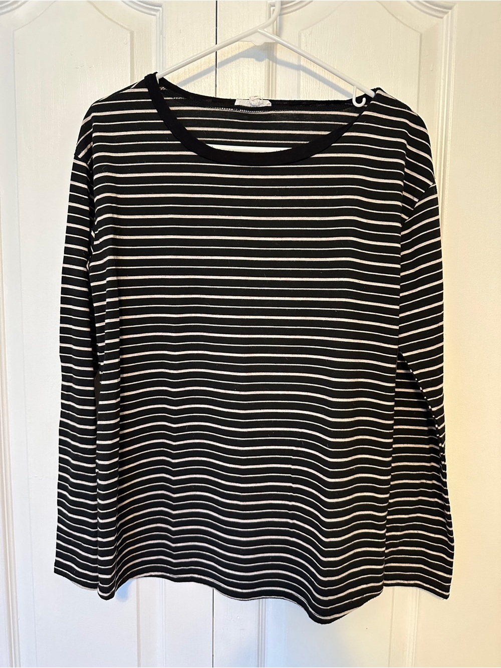 Socialite Black and Cream Striped Long Sleeve Tee